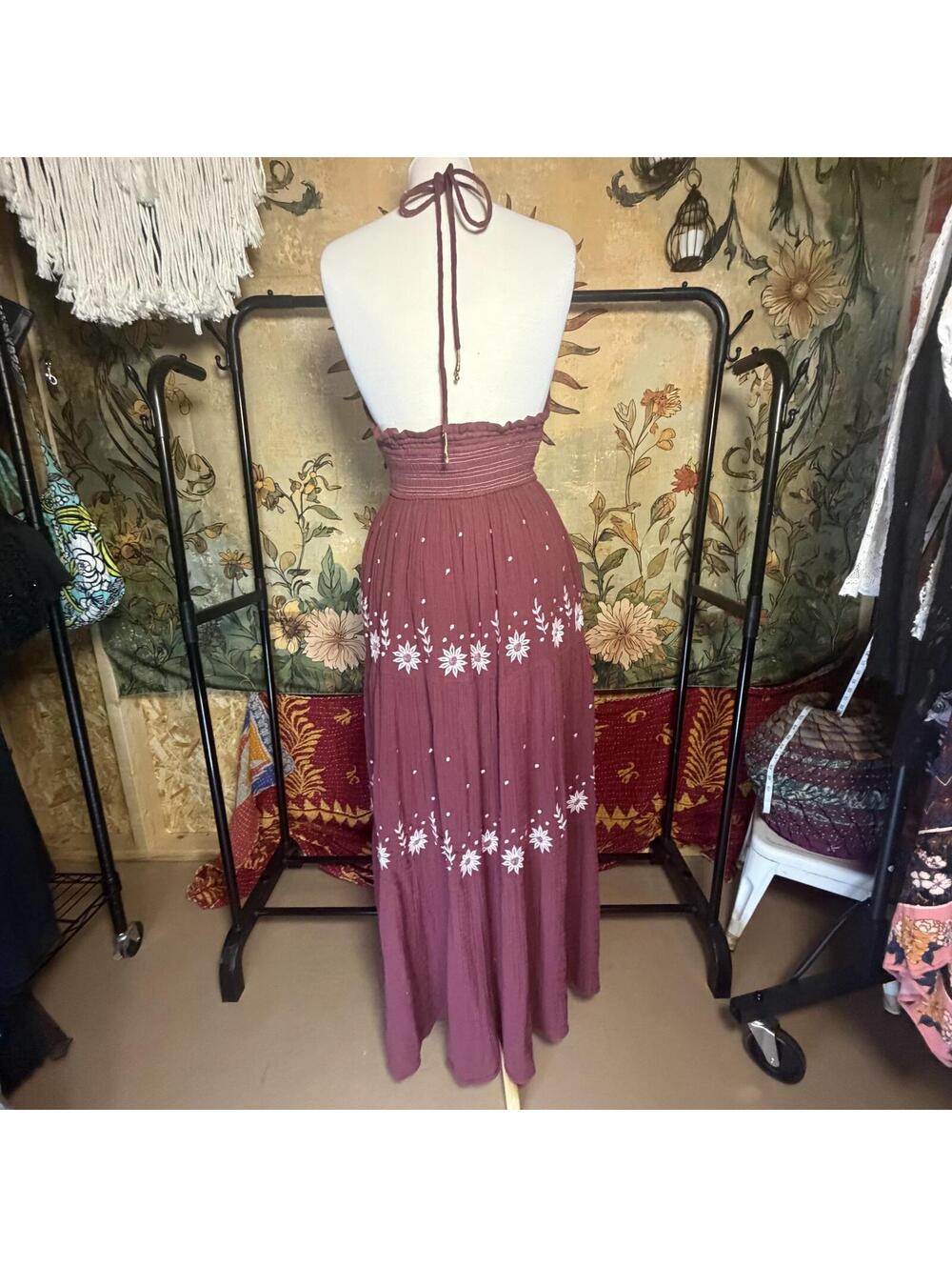 Free People Real Love Embroidered Maxi Dress size M - Picture 6 of 8